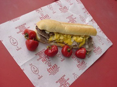 Cheesesteak sandwich from Pat's King of Steaks